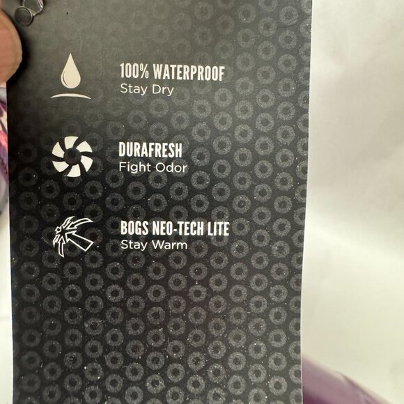 Bogs North Hampton Kaleidoscope Girls 13 Purple Rubber Waterproof Rain Boots - Picture 15 of 16